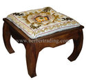 Suzani Large & Low Opium stool (off-white)