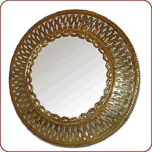 Brass round mirror