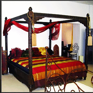 Moroccan Carved Canopy Bed