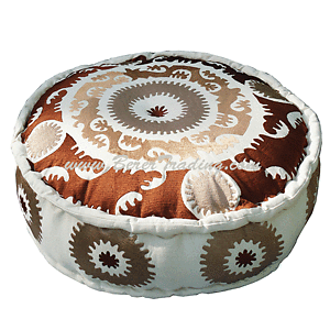 Suzani Embroidered Pouf