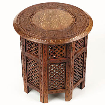 Round wood side table