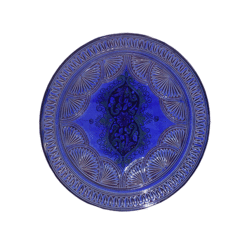 Safi Carved Moroccan platter - Blue